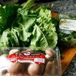chard mushrooms pea shoots