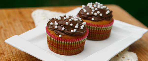 Basic One-Bowl Cupcakes Frosted with Nutella