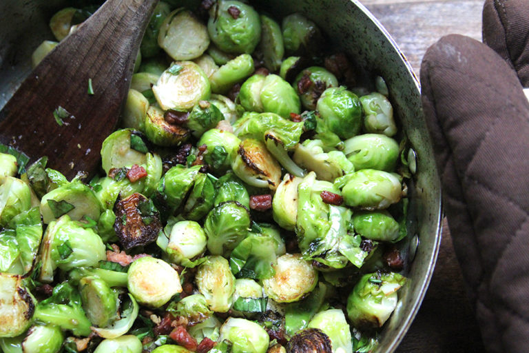 Brussels Sprouts with Pancetta and Basil