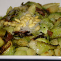 Roasted Brussels Sprouts with Salami