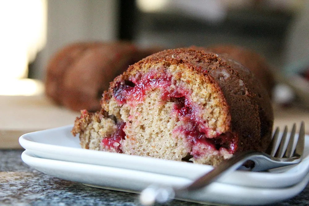 Cranberry Coffee Cake made with leftover cranberry sauce