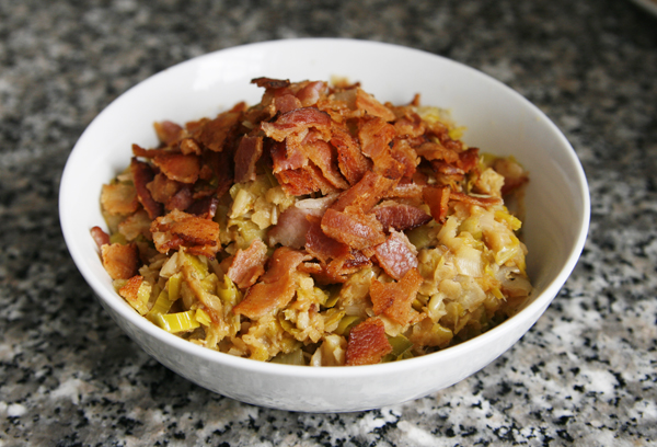 Sauteed Leeks with Bacon and Lentils