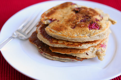 Lightened Up Raspberry Applesauce Pancakes