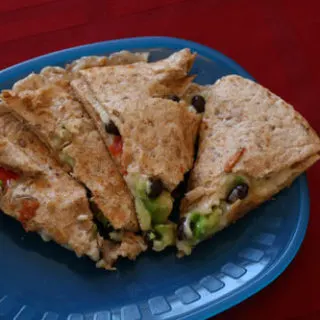 Black Bean, Avocado and Red Pepper Quesadillas for Two