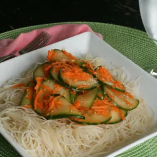 Cucumber and Carrot Salad with Seasoned Rice Noodles