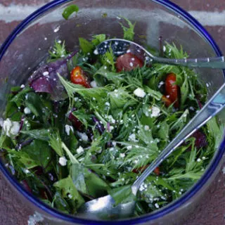 Mustard Greens and Beet Greens Salad Recipe with Herb Vinaigrette