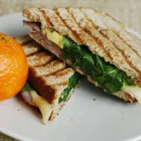 Ham, Swiss, Avocado and Spinach Panini for One