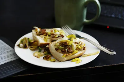 Sauteed Leeks on French Bread