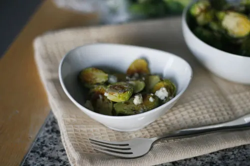 Roasted Brussels Sprouts with Walnut Oil and Gorgonzola