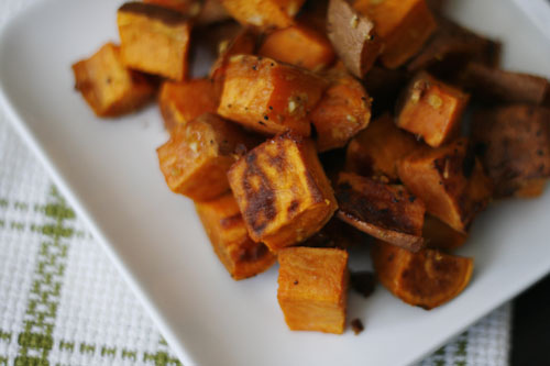 Roasted Sweet Potatoes with Garlic and Ginger
