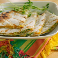 Grilled Quesadillas with Pea Shoots