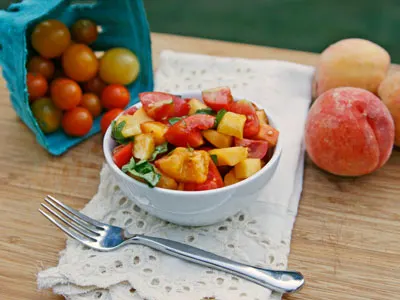 Tomato, Peach and Basil Salad