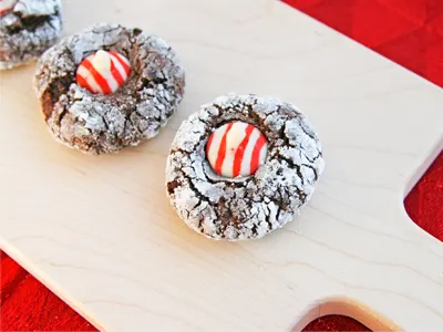 Cocoa Peppermint Thumbprint Cookies