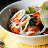 Green Apple, Red Onion, Avocado and Red Pepper Salad