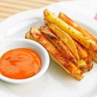 Crispy Salt and Pepper Oven Fries with Curry Dipping Sauce