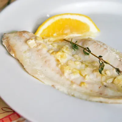 Oven Poached Flounder with Garlic and Olive Oil