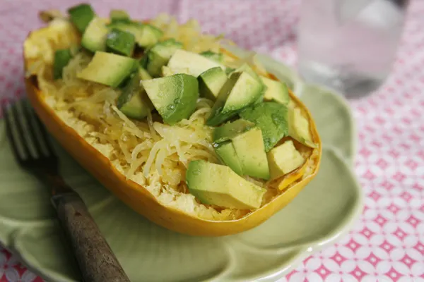 Roasted Spaghetti Squash with Avocado for Two