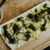 Two Cheese Steak Flatbread Pizza with Swiss Chard Chimichurri for Two