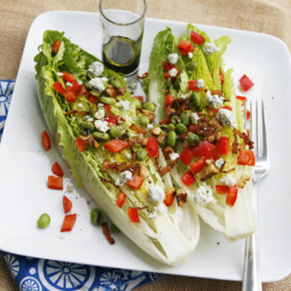 Garlicky Romaine Hearts Salad with Bacon, Walnuts and Blue Cheese