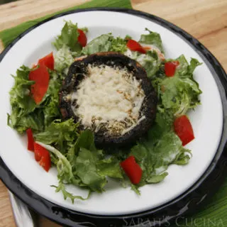 Warm Cheesy Roasted Portabella Caesar Salad