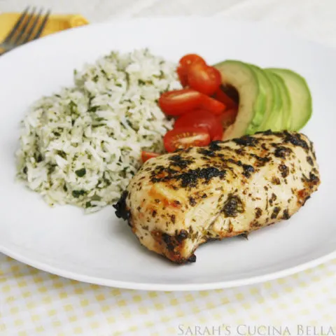 Cilantro Lime Chicken and Rice with Avocado and Tomatoes