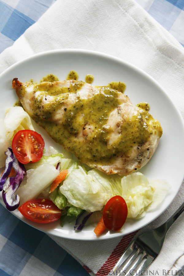 Grilled Chicken with Kale Salmoriglio Sauce recipe