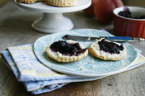 Peach Blueberry Jam on Biscuits