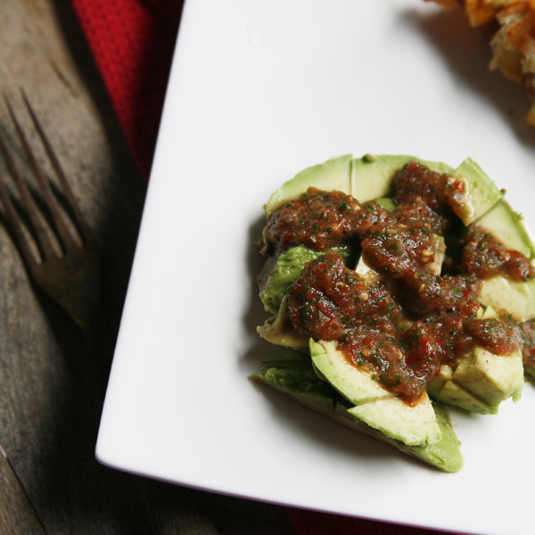 Avocado Salad with Spicy Tomato Drizzle