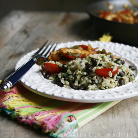 Easy Lime Cilantro Black Beans and Brown Rice