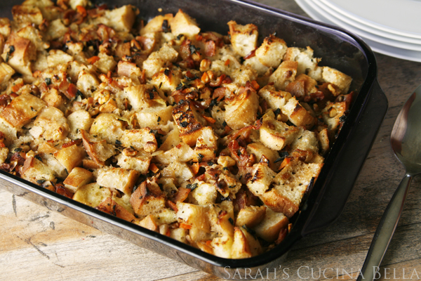 Ciabatta Stuffing with Bacon and Walnuts