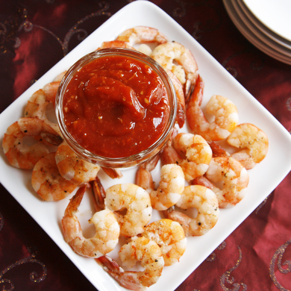 Roasted Shrimp Cocktail with Spicy Sriracha Cocktail Sauce