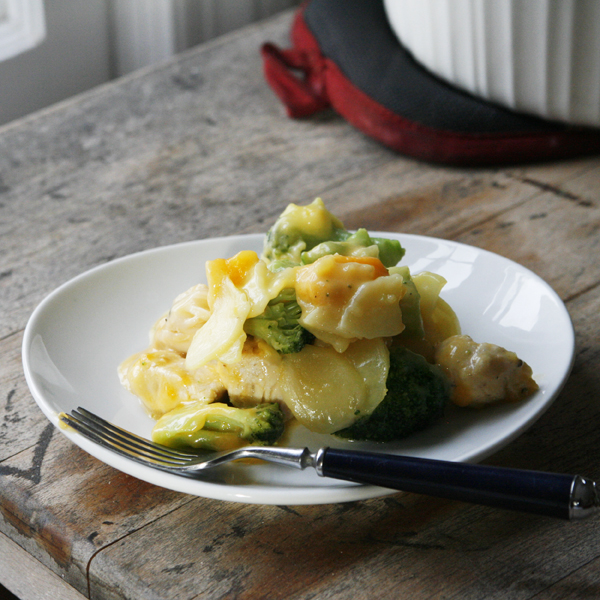 Cheesy Chicken Broccoli Potato Au Gratin Casserole