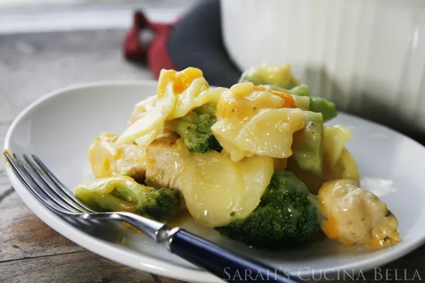 Cheesy Chicken Broccoli Potato Au Gratin