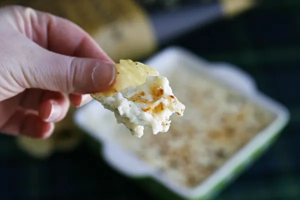 Warm Rosemary Ricotta Dip on a Kettle Chip