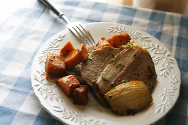 Korean BBQ Pot Roast and Sweet Potatoes