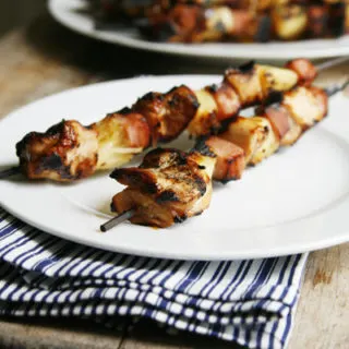 Grilled Chicken, Pineapple and Ham Kabobs