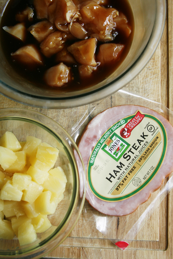Ingredients for Grilled Chicken Pineapple Ham Kabobs
