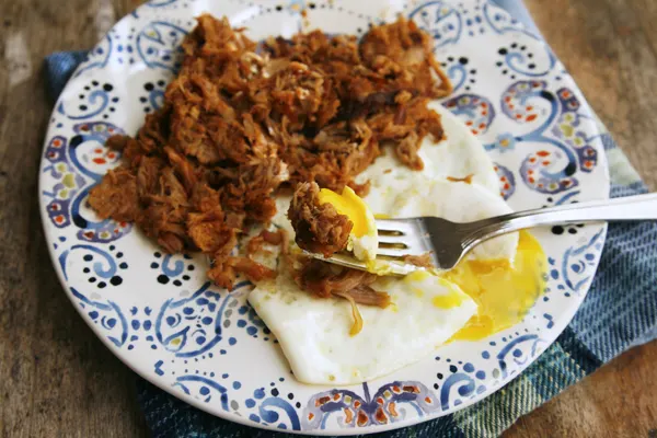 Leftover Pulled Pork with a Fried Egg