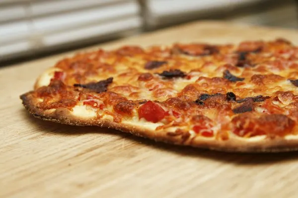 Homemade Tomato Chile Bacon Pizza