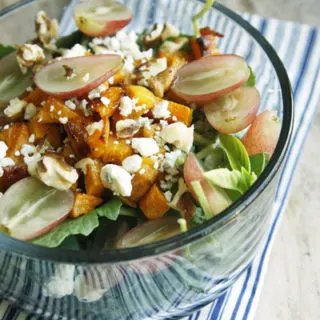 Roasted Squash and Grape Salad with Blue Cheese