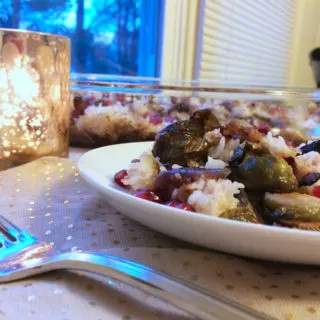 Pomegranate Roasted Brussels Sprouts with Rice