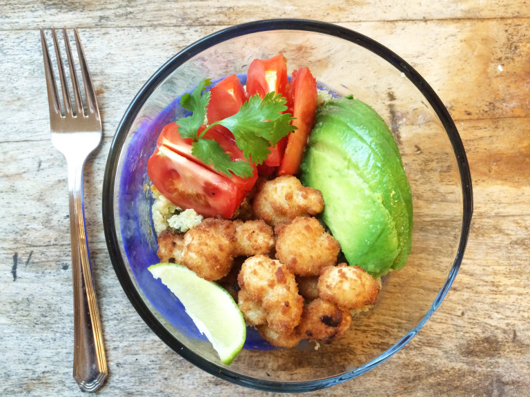 Avocado and Shrimp Cilantro Lime Quinoa Bowl