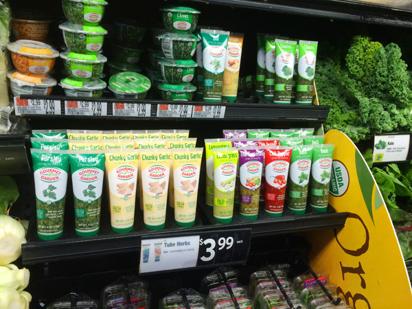 The line of Garden Gourmet Stir-in Paste is seen in a grocery case.