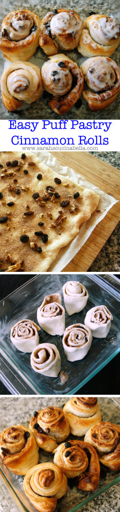 Easy Puff Pastry Cinnamon Rolls with Raisins and Pecans