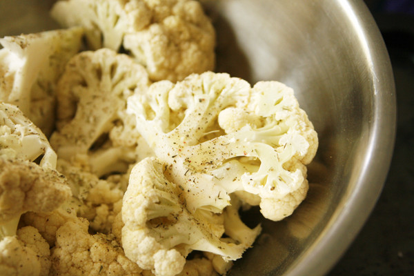Seasoning Cauliflower for Roasting