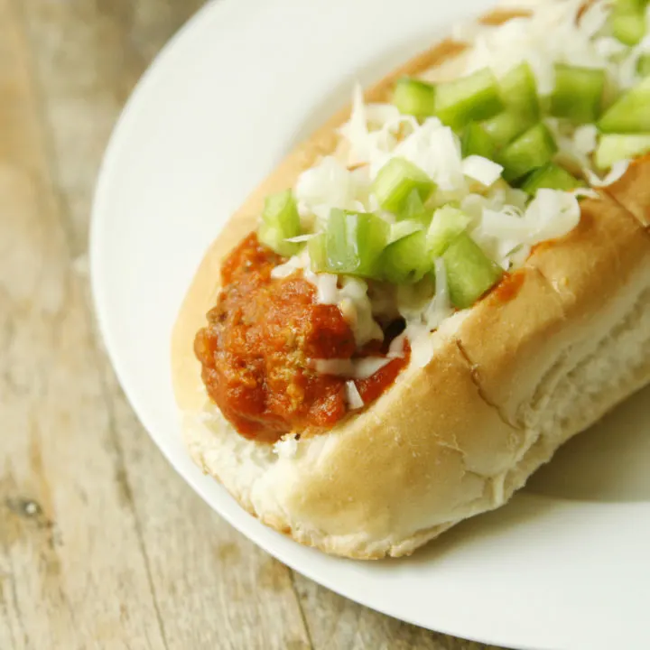 Garlicky Homemade Meatball Subs with Asiago and Green Peppers