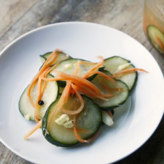 Garlic Ginger Carrot and Cucumber Quick Pickles