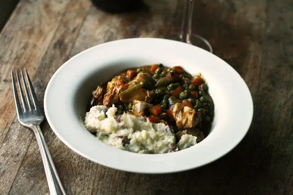 Chicken Leek Stew with Mashed Potatoes