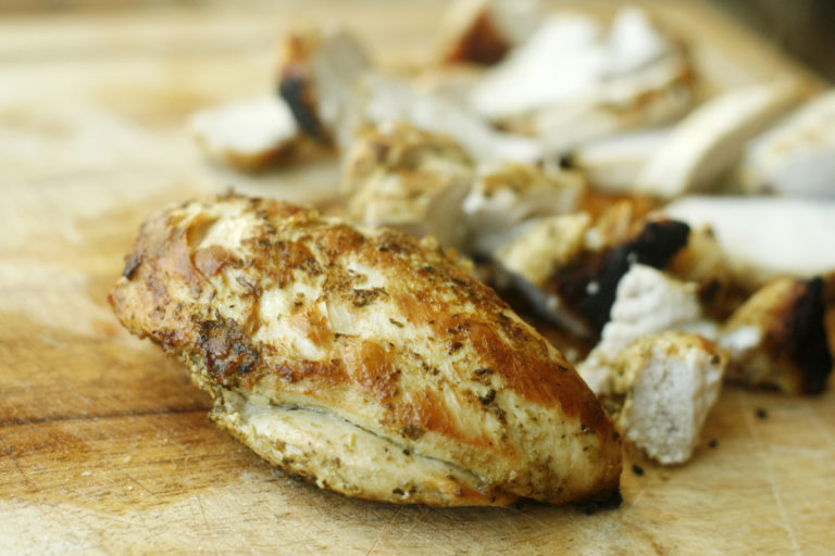 Skillet Chicken with Pesto Marinade