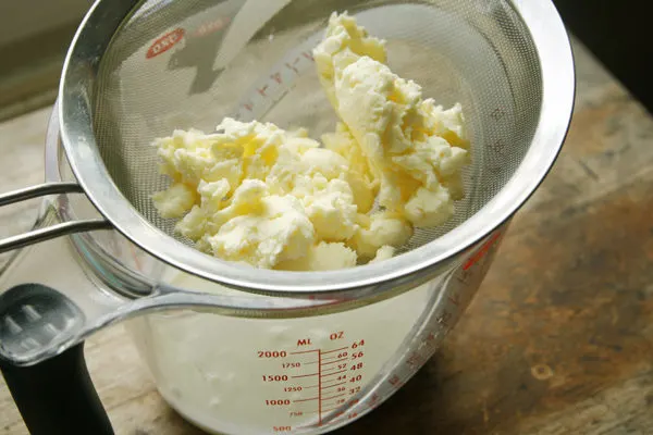 draining-homemade-butter
